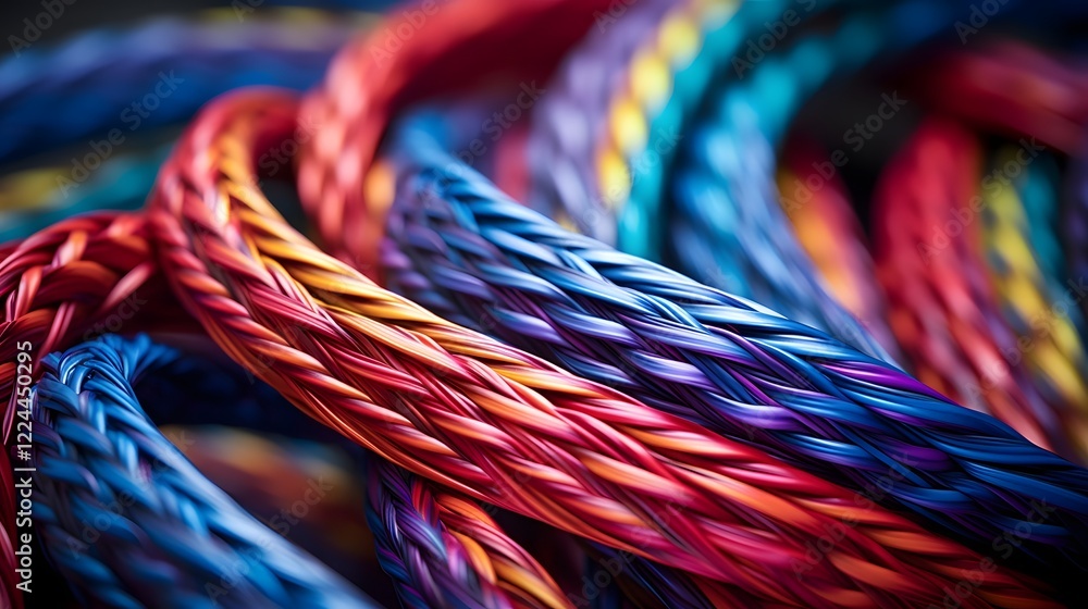 Poster a detailed view of intricately braided wires used in high tech applications showcasing the complex e