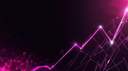 Pink growth chart rising, dark background, tech data, website banner