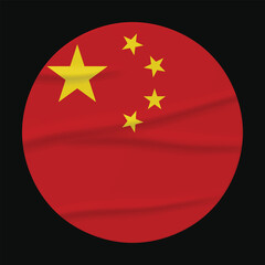 China Flag Stickers. Glue-on, wrinkled stickers or labels