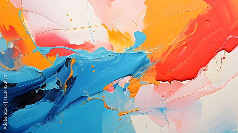 Poster mesmerizing abstract painting with bold vibrant brushstrokes and a captivating blend of colors that 