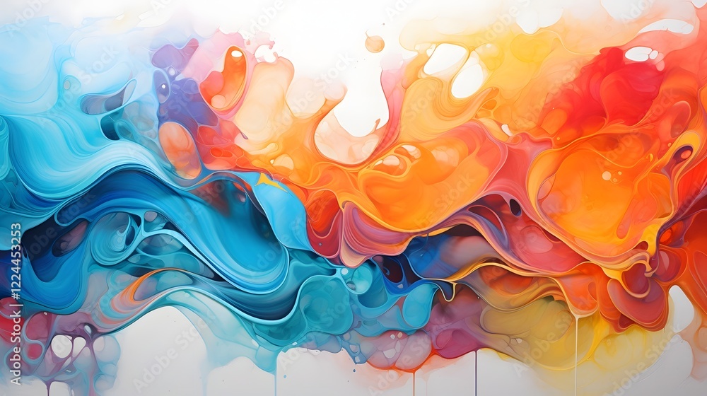 Poster mesmerizing abstract artwork featuring dynamic swirls of fluid luminous colors in a captivating kale
