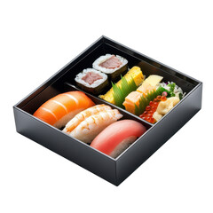 Delicious sushi bento box with fresh seafood and vibrant colors