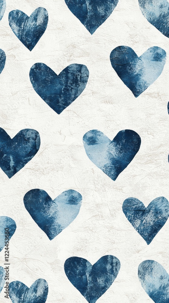 Poster delicate blue hearts float across a white background, creating a playful and serene atmosphere perfe
