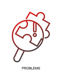Product presentation icon with red gradient lines that show assertiveness and courage