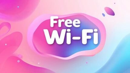 Fototapeta premium Free Wi-Fi sign, pastel background, abstract shapes, internet access