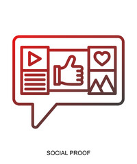 Product presentation icon with red gradient lines that show assertiveness and courage