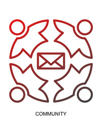 Product presentation icon with red gradient lines that show assertiveness and courage