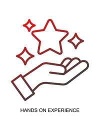 Product presentation icon with red gradient lines that show assertiveness and courage