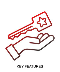 Product presentation icon with red gradient lines that show assertiveness and courage