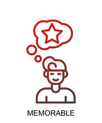 Product presentation icon with red gradient lines that show assertiveness and courage