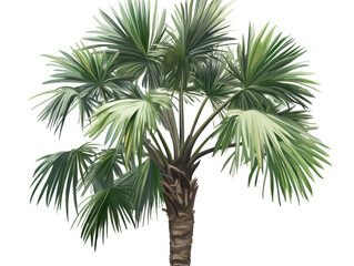 Fototapeta premium Isolated Drawing of a fan palm tree with textured trunk