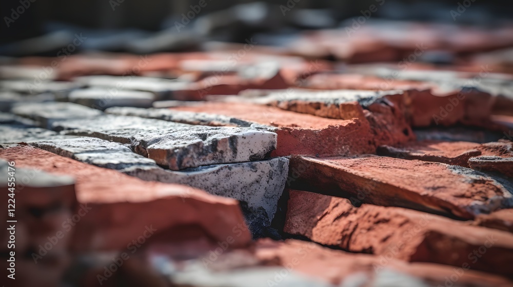 Poster mesmerizing close up shot showcasing the intricate details and weathered charm of handcrafted bricks