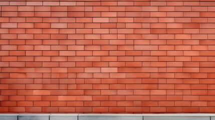 Newly constructed red brick wall with clean sharp lines and a textured surface showcasing a modern architectural design  The image captures the precise