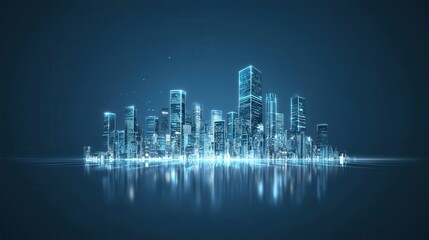 Fototapeta premium Cutting-edge innovation in urban evolution a futuristic cityscape reflection at night