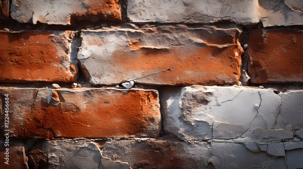 Poster detailed high contrast close up shot of the mortar lines and textured surfaces between bricks showca