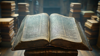 Obraz premium Ancient book open, library background, knowledge, history