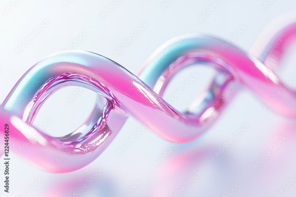 Poster a vibrant dna strand glows in cyan and magenta tones, surrounded by a clean white backdrop, creating
