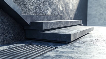 Modern Concrete Staircase Against Textured Wall