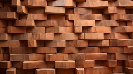Fototapeta premium Close up view of a sturdy modern wall structure composed of interlocking bricks in a uniform repetitive pattern The solid durable construction creates a secure