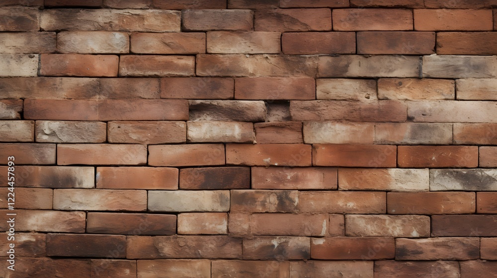 Poster detailed closeup view of a weathered and reclaimed brick texture showcasing the natural aging and de