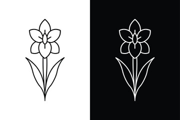 Black & White Gladiolus Flower Icon for Design Inspiration