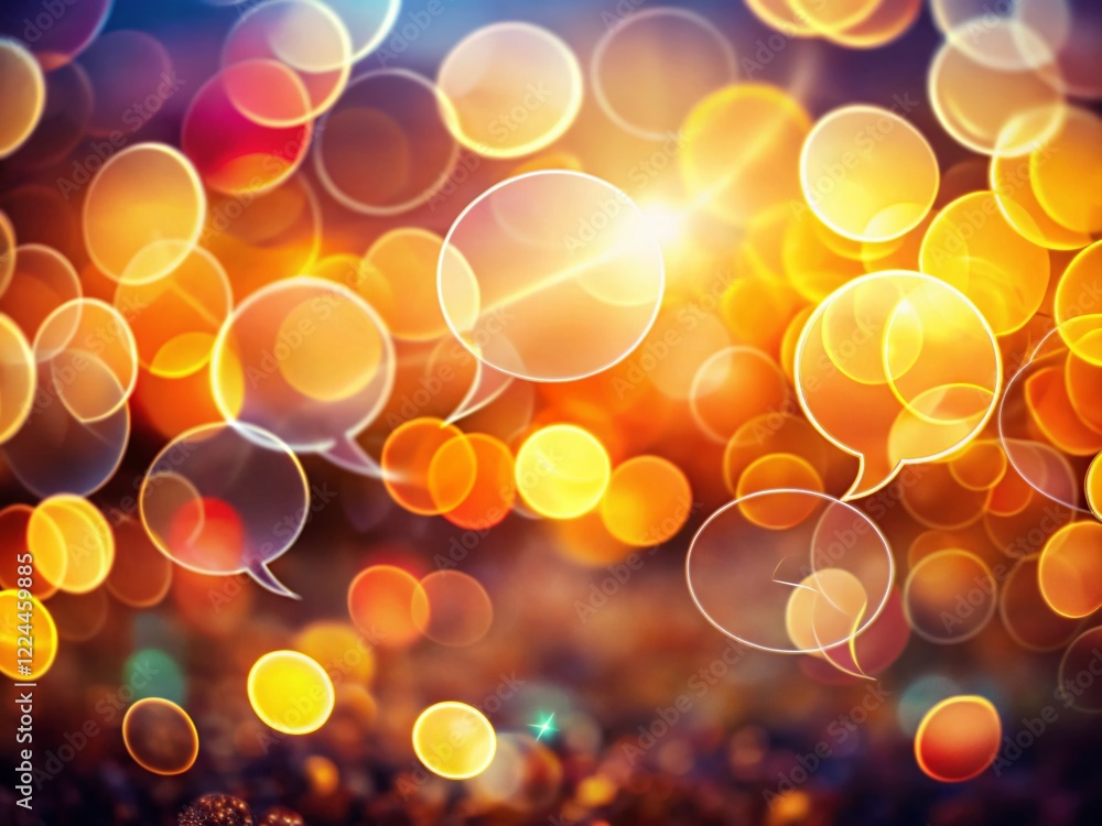 Poster bokeh background with circular chat bubbles for communication concept