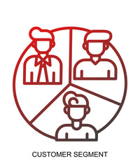 Product presentation icon with red gradient lines that show assertiveness and courage