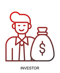 Product presentation icon with red gradient lines that show assertiveness and courage