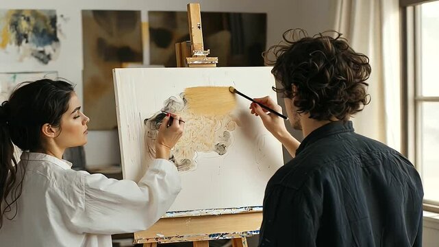 1_Artist Expressing Love Through Painting in Intimate Studio Setting