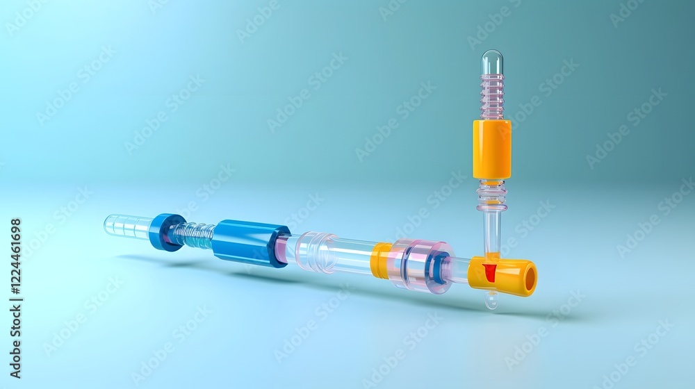 Poster a vibrant and child friendly pediatric syringe with a colorful plunger designed to make medical trea