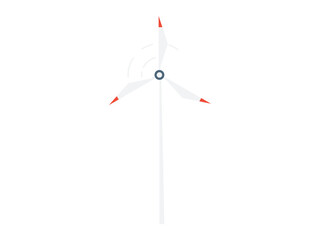 Wind turbine with three blades seen from the front. Ideal for renewable energy, sustainable living, environmental conservation, green technology education, and clean power. Modern vector design