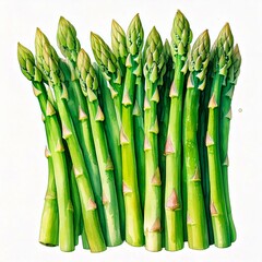 Fototapeta premium Fresh green asparagus illustration on white background.