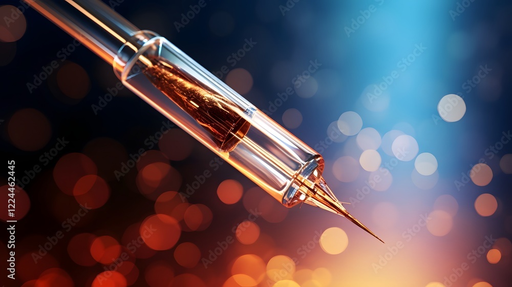 Poster detailed macro shot showcasing the precise and sharp tip of a syringe needle providing a close up lo
