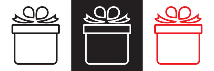 Gift box icon . Present package icon. Surprise business concept. isolated on white and black background. vector illustration. EPS 10
