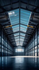 Exploring the Architectural Beauty of a Warehouse: The Unique Play of Light Through Metal Roofing and Skylights