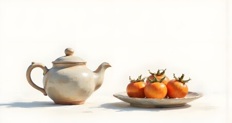Teapot and Tomatoes Still Life