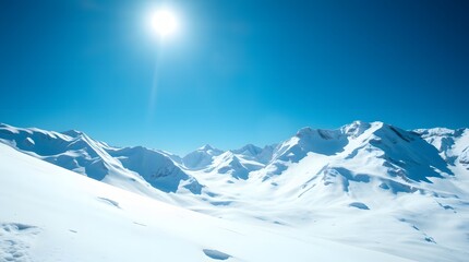 Fototapeta premium Snowy Mountain Peaks in Winter Panorama