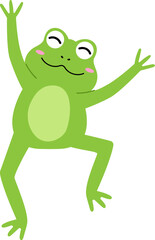Smiling funny frog dancing cartoon illustration