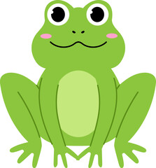 Obraz premium Smiling funny frog sitting cartoon illustration