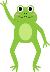 frog with a smile staring waving hand cartoon illustration