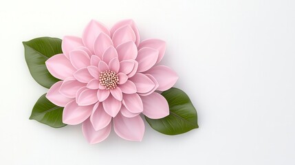 A photostock of a pink 3D flower with intricate spiral details, set against a clean white background, perfect for modern and elegant designs. High Quality