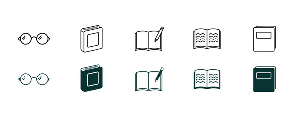 Educational Book Icons: A Set for Learning Enthusiasts