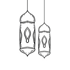 ramadan kareem islamic doodle lantern vector illustration