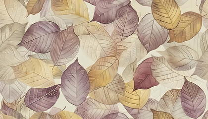 A pattern of delicate, colorful leaves creating a serene, natural aesthetic.