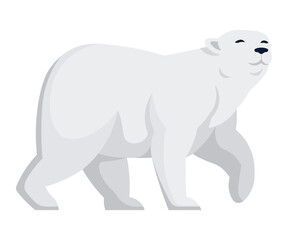 White polar bear vector wildlife representative in flat style. North Pole Arctic animal icon. Winter, zoo logo design element. Climate change concept. Powerful mammal symbol of strength and wilderness