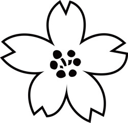 桜の花白黒線画ベクターイラスト