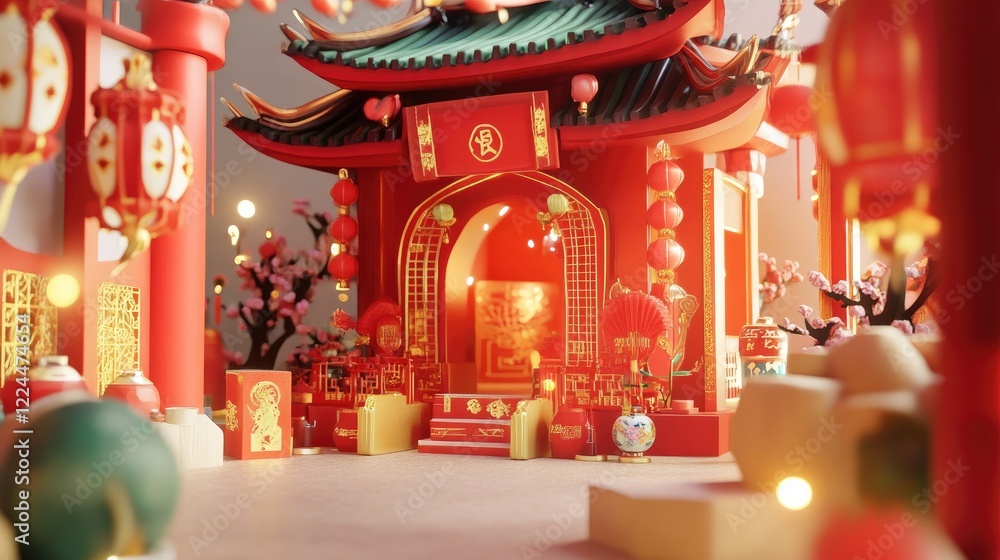 Poster a fun, interactive chinese new year design where users can play games to earn virtual lucky red enve