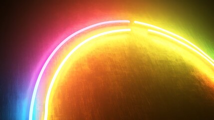 Abstract Neon Rainbow Arc On Textured Background