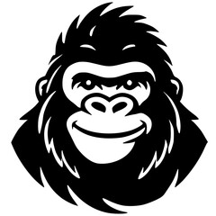 Silhouette portrait of a cheerful gorilla