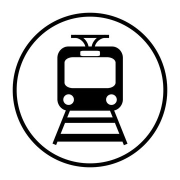 Zug Icon in schwarzem Kreis - Bahnhof Symbol